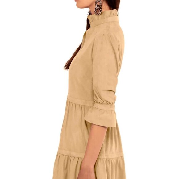 Gretchen Scott Teardrop Dress - Ultra Suede - Beige - Size Small - NWOT - Picture 2 of 3